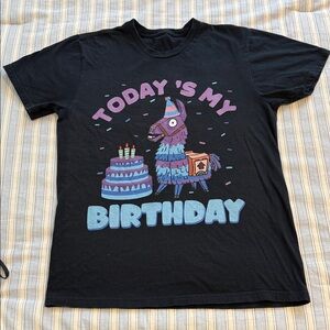 FORTNITE LOOT LLAMA Black Birthday T-Shirt with Colorful Design